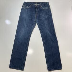 John Varvatos USA Men’s Blue Jeans Button Fly Straight Denim USA Logo Sz 34x31